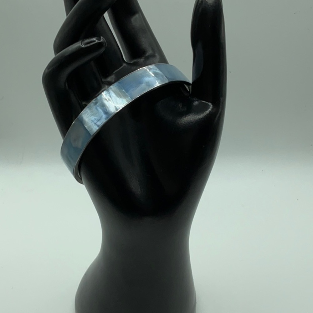 Vintage Blue Mother of Pearl and Silver Bracelet